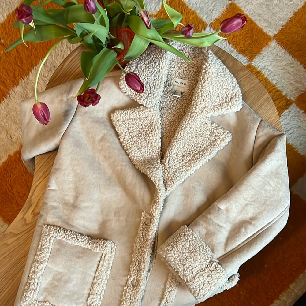 Faux Shearling/Suede Coat